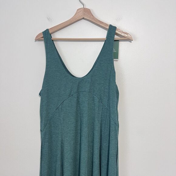 Halara U Neck Dress Sleeveless Stretchy Flowy Maxi Green Athleisure Lagenlook L - Picture 8 of 9